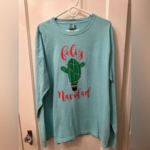 Comfort Colors Christmas Shirt with Cactus Design